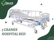 3 Cranks Hospital Bed Complete Set ( With IV Pole, Bed table, Leather Mattress)