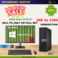Dell OptiPlex Full set or PC only i3/i5/i7 6th 7th 9th 10th Generation Desktop Mix Model Office St