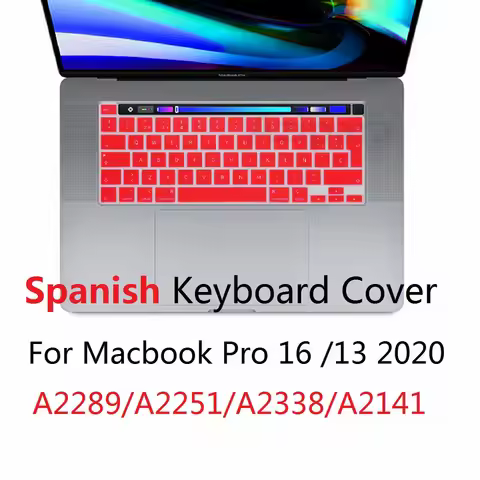 Soft for Macbook Pro 16 A2141 Pro 13 2020 M1 Chip A2338 Spanish EU US Keyboard Cover Silicon A2251 A