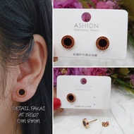 Anting Titanium Wanita Giwang Mata Hitam Awet Dipakai Sehari-hari