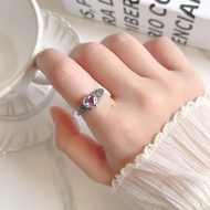 紫水晶925純銀尼泊爾拓敲愛心戒指 可調式戒指