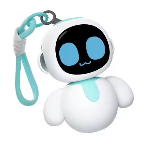 Eiliko Aquamarine – Tiny AI Charm Robot with Voice Chat, Emotional Responses, Themed Body Swap, Outf