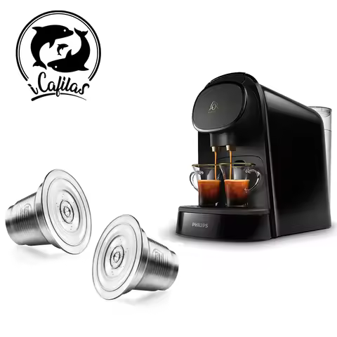 For L'Or Barista LM8012/60 Cafe capsules refillable XXL Coffee Capsule Pod Piano Noir Machine Stainl