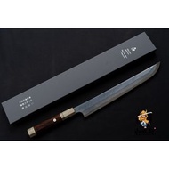 🇯🇵二唐 青二鋼 扭紋 青染 先丸蛸引 300mm 💓 沙漠鐵木總銅柄 💓 日本高級廚刀 💓 可訂購刀鞘 💓 二唐刃物鍛造所 Nigara Hamono