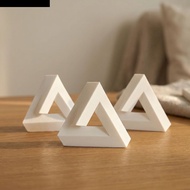 MXFASHION Impossible Triangle Ornament, Minimal White 3D Printed Geometric Optical Illusion, Funny V