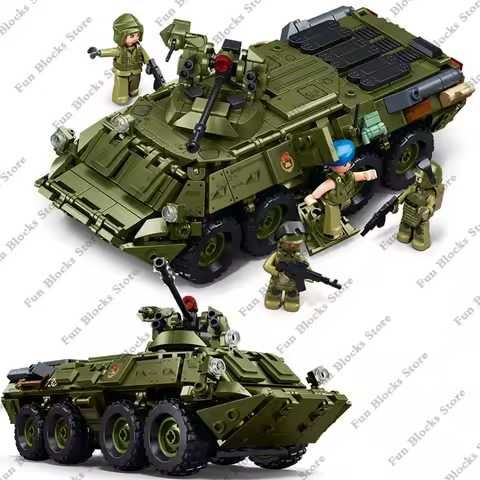 2025 Military BTR-80 AS IFV Armored Personnel Carrier Vehicle Car Model Building Blocks Sets Soldier