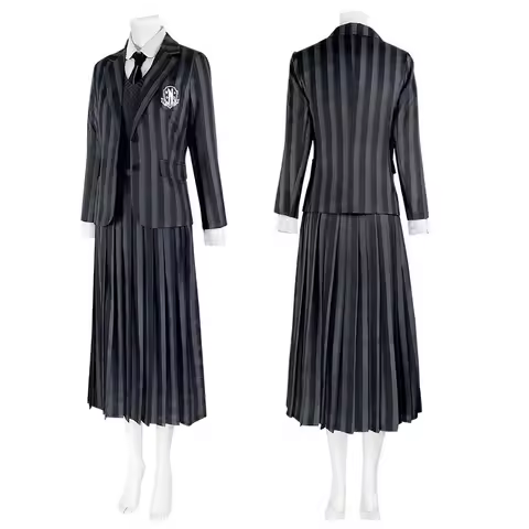 CyN3O3 Wednesday Addams Cosplay Costumes Addams Wednesday School Uniform Jacket Vest Shirt Skirt for
