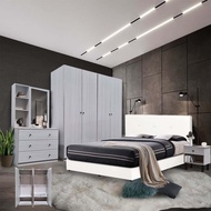 [N Design] Bedroom Set / 4 Doors Wardrobe / Bedframe Queen/ Bedside Table / Dressing Table / Set Bil