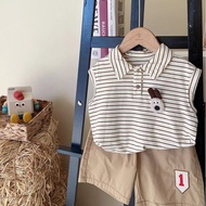 Boys summer suit2025New Korean Style Sleeveless Two-Piece Set for Children, Summer Fashionable Thin 