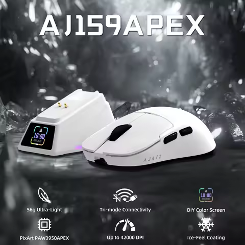 AJAZZ AJ159APEX 8Khz Wireless Gaming Mouse Ultralight Magnetic Screen Charging Dock PAW3950 BT/2.4Gh