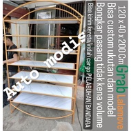 [TERMANTUL2] RAK 7 TINGKAT LEMARI BESI BESAR EMAS AESTHETIC DISPLAY BAKERY MINIMALIS BONGKAR PASANG 