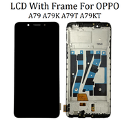 จอแอลซีดีพร้อมกรอบสำหรับ OPPO A79 A79K A79T A79KT จอแสดงผล LCD พร้อมแผงหน้าจอทัชสกรีนหน้าจอสัมผัส