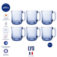 Duralex Lys Mug 310 ml (Marine)  สีฟ้า เซต 6 ใบ แก้วมัคกาแฟ วางซ้อนกันได้