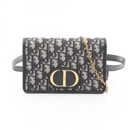 【二手】Dior 30 MONTAIGNE 二合一腰包/斜挎包，Montaigne Oblique 斜紋帆布，海軍藍帆布和皮革，兩用腰包