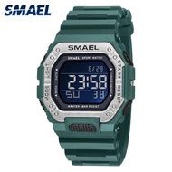 SMAEL Sport Original Watch Digital LED Clock Waterproof Auto Date Military Army Green Square Wristwatches
