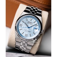 Seiko Mods Land Dweller Watch 40mm Platinum Blue | Custom Automatic NH35