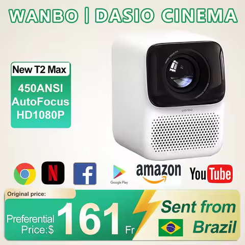 New T2 Max Wanbo Smart Projector Full HD 1080P AutoFocus 450ANSI Android 9.0 Home Projector