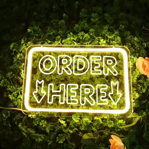Order Here Neon Sign For Wall Decor Store Supermarket Led Lights, For Door Decorations,Checkstand Bu