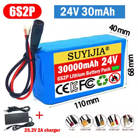 Hot Selling 24V 6S2P Lithium Battery Pack 30000mAh 18650 Rechargeable Battery/mobile Lithium-ion Bat