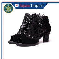 [88flix] Boot Sandals Platform Summer Boots Office High Heels Slimming Flower Lace (22.5 cm)【Officia