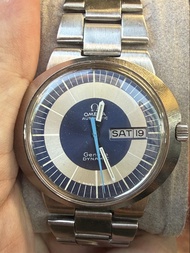 「古董 OMEGA 歐米茄 Genève Dynamic 自動機械雙曆手錶 70年代太空時期經典 藍銀牛眼面 淨錶 $5999