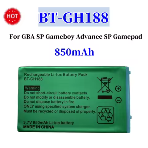 New BT-GH188 Replacement Lithium Battery 3.7V 850mAh For Nintendo GBA SP Gameboy Advance SP Gamepad