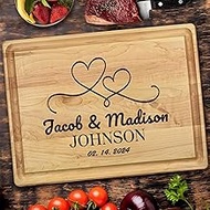 Personalized Wooden Cutting Boards for Kitchen - Customized Maple Wood Cutting Board with Engraved N