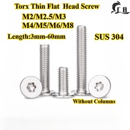 [CB-MHLS] SUS304, Torx Thin Flat Head Screw M2/M2.5/M3/M4/M5/M6/M8, Torx Flat Head Anti Theft Star S