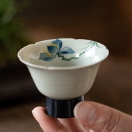 Pure Hand-Painted Goblet Tea Cup Ceramic Master Cup Single Cup Kung Fu Tea Set Small Goblet Tea Cup 