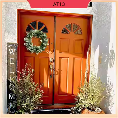 AT13 3X Eucalyptus Wreath Farmhouse Decor, Green Wreath Front Door Farmhouse Artificial Wreath Sprin