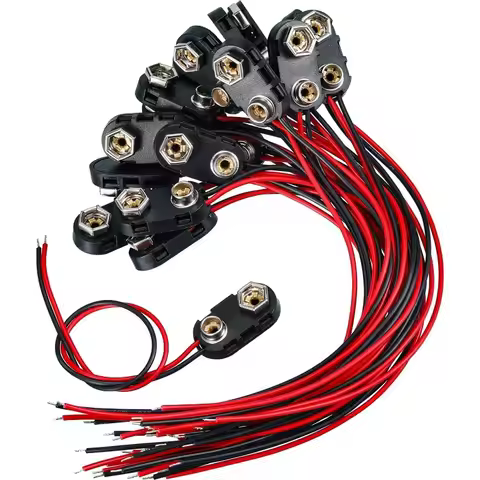 20PCS 9V Battery Connector, 9 Volt I Type Battery Clip Connectors with Wires and Hard Buckle Plastic