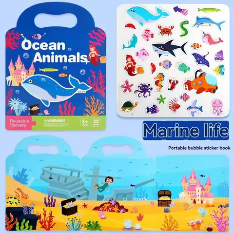 5Styles Reusable Sticker Book for Vehicles Truck Stickers Educational Learning Travel Stickers Activ