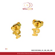 Subang Emas Huruf 916 Original | Anting Emas 916 | Alphabet 916 Gold Stud Earrings | Emas 916 | Keda