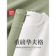 Famous Good Product Waffle Bottoming Shirt Men Spring Round Neck t-Shirt Heavy Texture Texture Long-