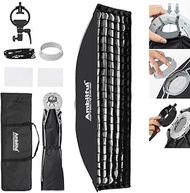 AMBITFUL 11.8" x 47" Strip Softbox Quick Release with Bowens Mount & Speedlite Bracket for COB Light