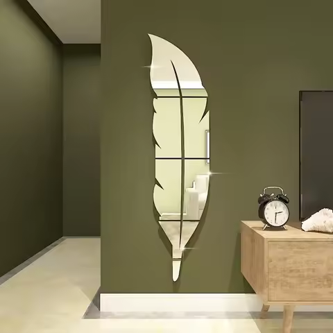 3D Dancing Feathers Mirror Wall Stickers DIY Art Atmosphere Home Shining Wall Stickers House Decorat