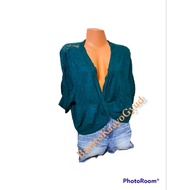 GREEN LACE BACK CROP BOLERO