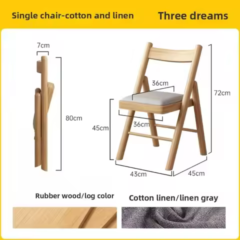 All solid wood folding dining chair, outdoor leisure folding chair, soft cushion dressing chair, sol