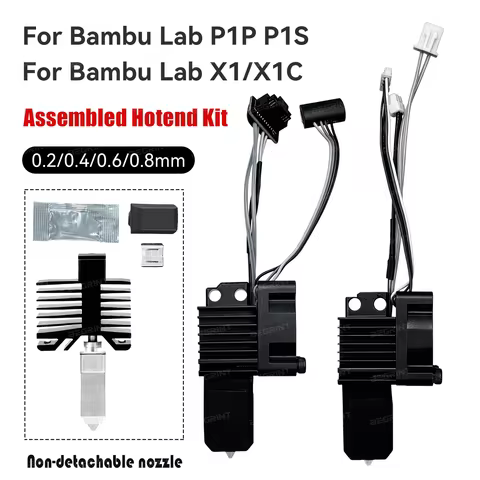 Complete Hotend For Bambu Lab X1 X1C P1P P1S with Thermistor heater undetachable Hardened steel nozz