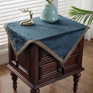 Chinese Style Bedside Table Cover Cloth Solid Color Square Refrigerator Cover Gray Cloth Table Cloth