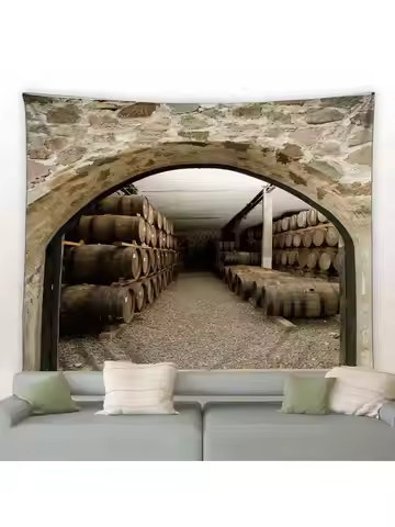 Wine Cellar Printing Tapestry Retro Style Wall Hanging Boho Decoration Hippie Tapestries Psychedelic