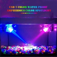 USB 7 Colors Under Water Sport Light For Aquarium Tank With Remote Control