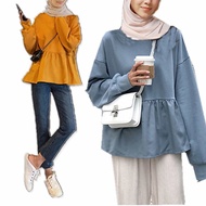 COMBO A Cinderella Mermaid Blouse Muslimah Labuh Plus Size Ruffle Blouse Ironless Woman Casual Marnie Loose Fashion Muslim Borong Murah TOP SIMPLE Tops