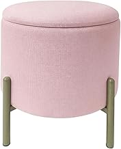 ECHTWERK Logan Stool with Storage Space, Removable Lid, Round Storage Chest with Wooden Feet, Suitab