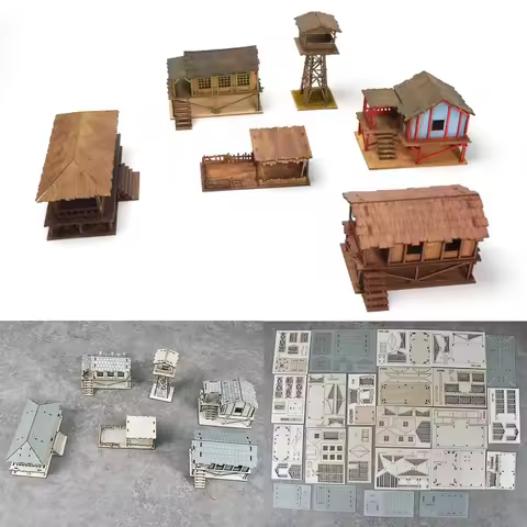 Assembly Architectural Model Miniature Southeast Asian Architecture House Log Cabin Wooden Building 