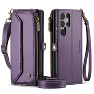 YIQIAN สําหรับ Samsung Galaxy S24 / S24 Plus / S24 Ultra Wallet Case พร้อมสายคล้อง 【RFID Blocking】Ga