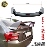 AP Type R Spoiler Pre-painted as Matte Black for All Sedan Cars Honda city 2012-25 Accent-2014-25 Vi