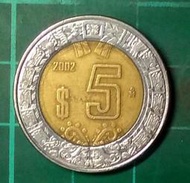 墨西哥 2002年  5披索  雙金屬幣  品相如圖  E227