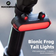 ROCKBROS ไฟท้ายจักรยาน LED Type-C ไฟขี่จักรยานแบบชาร์จไฟได้ IPX6กันน้ำ5โหมดคำเตือนความปลอดภัยจักรยานไฟท้ายอุปกรณ์จักรยาน