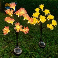 LARGLO LED Outdoor Landscape Light, Waterproof IP65 Solar Charging Camellia Simulation Plant Light, 